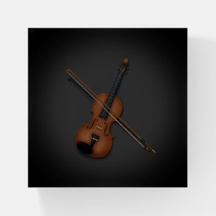 Trompe L'oeil Violin & Bow Elegant Classical Music Paperweight