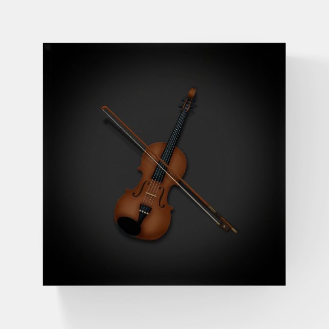 Trompe L'oeil Violin & Bow Elegant Classical Music Paperweight (Front)