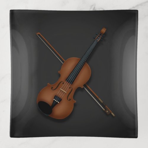 Trompe Loeil Violin  Bow Elegant Classical Music Trinket Tray