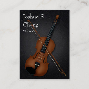 Trompe L'oeil Violin & Bow Musician's (White Text) Business Card