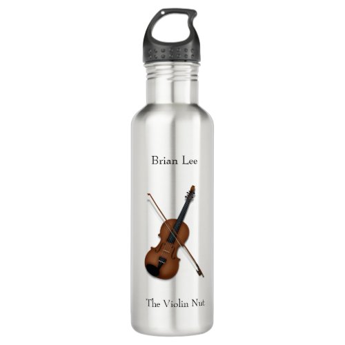 Trompe Loeil Violin With Bow Musicians Custom Stainless Steel Water Bottle