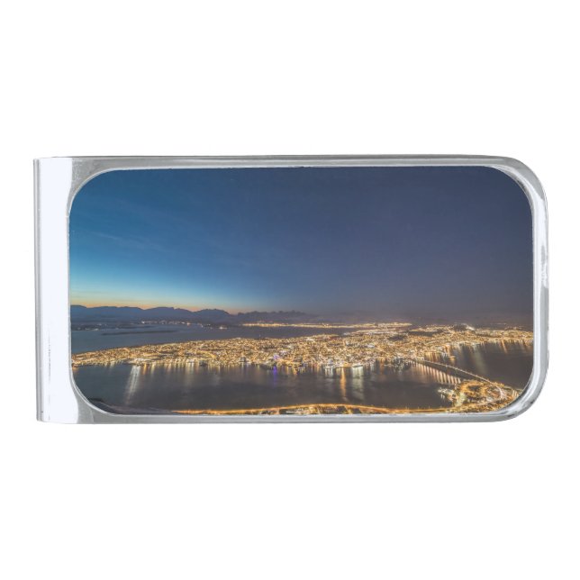 Tromso Norway Silver Finish Money Clip (Front)