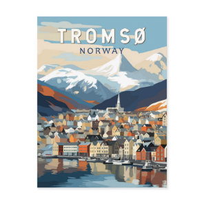 Tromso Norway Travel Art Vintage Postcard