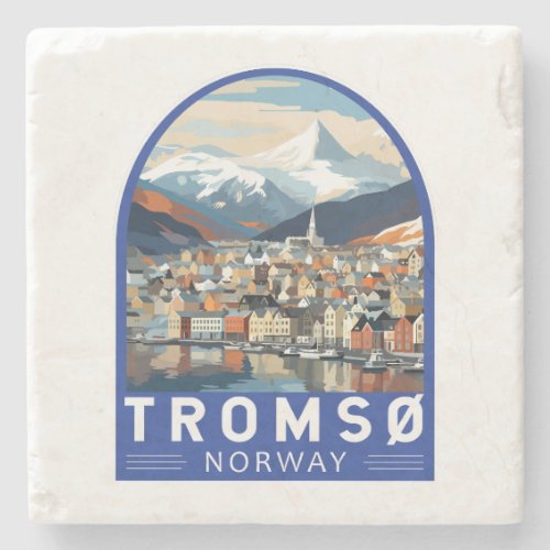 Tromso Norway Travel Art Vintage Stone Coaster