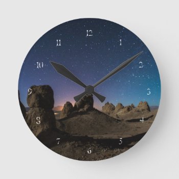 Trona And The Milky Way Round Clock by usdeserts at Zazzle
