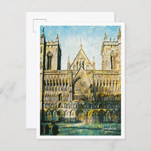 Trondheim Norway Beautiful Oil Painting City Postcard