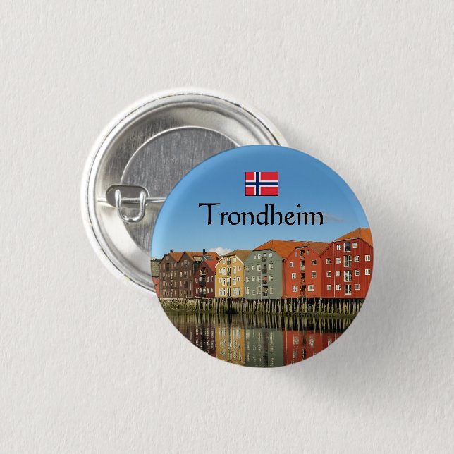 Trondheim Norway Souvenir Button (Front & Back)