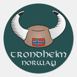 Trondheim Norway Viking Hat Classic Round Sticker