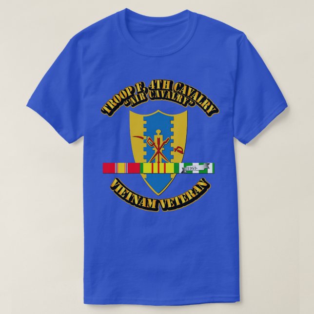 Troop F 4th Cavalry w SVC Ribbons T-Shirt (Design Front)