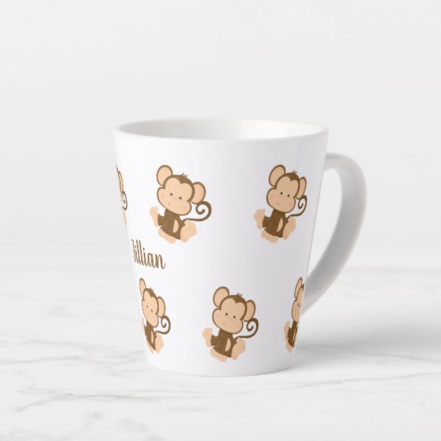Troop of Monkeys Personalized Latte Mug (Right Angle)