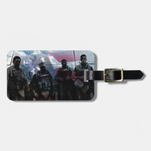 Troops and American Flag Personalized Luggage Tag