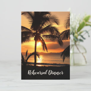 Tropcial Sunset Beach Rehearsal Dinner Invitation