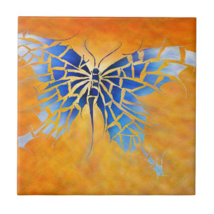 Tropenillo V1 - the blue butterfly Ceramic Tile