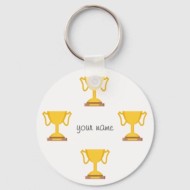 Trophy  and '' Your Name Here " Keychain (Front)