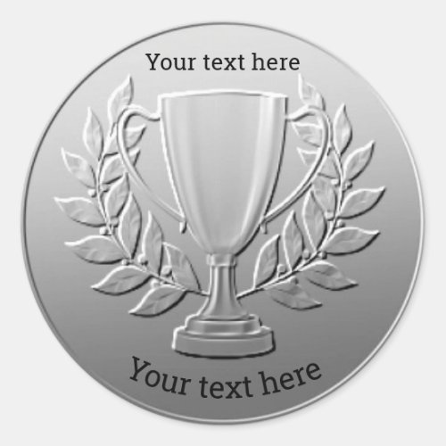 Trophy Award Customizable Coin Art Design silv01 Classic Round Sticker