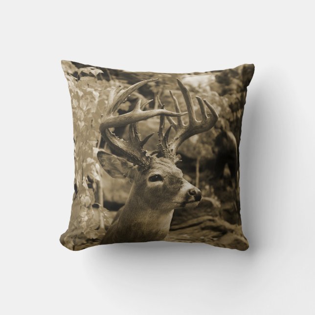 Trophy Deer Throw Pillow (Front)