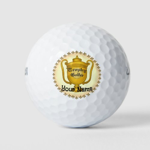 Trophy Golfer custom name Golf Balls