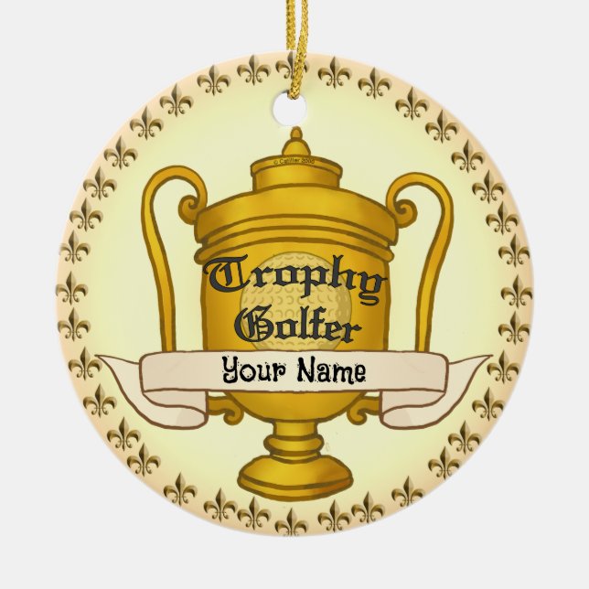 Trophy Golfer golf Ceramic Ornament (Front)