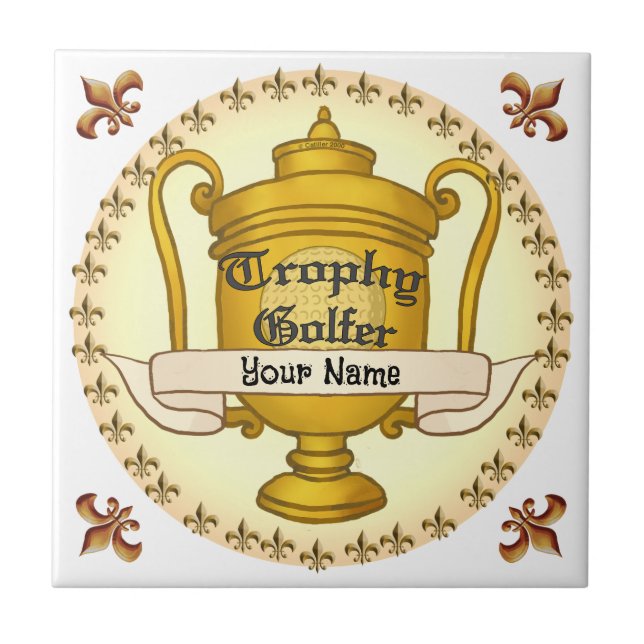 Trophy Golfer  golf Ceramic Tile (Front)