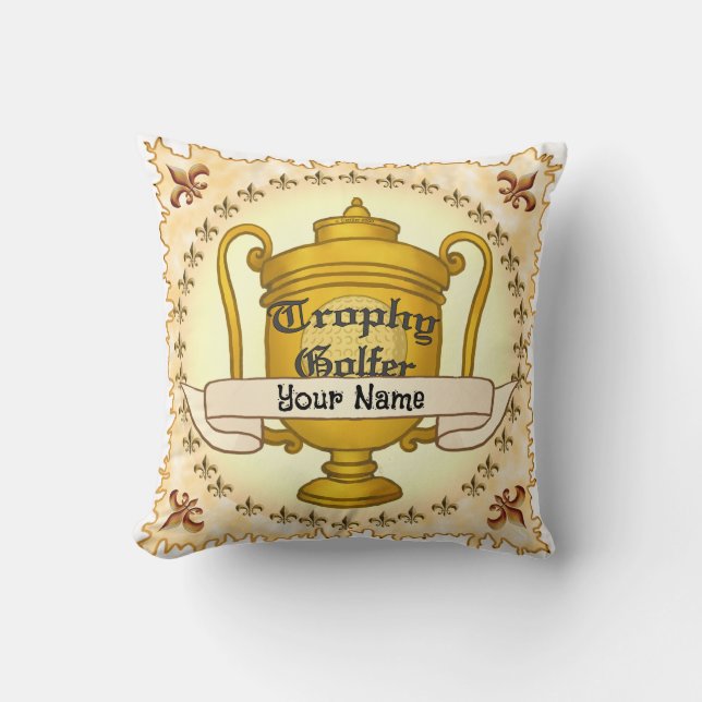 Trophy Golfer golf Throw Pillow (Front)