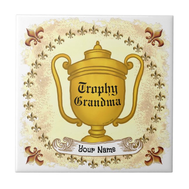 Trophy Grandma  Ceramic Tile (Front)