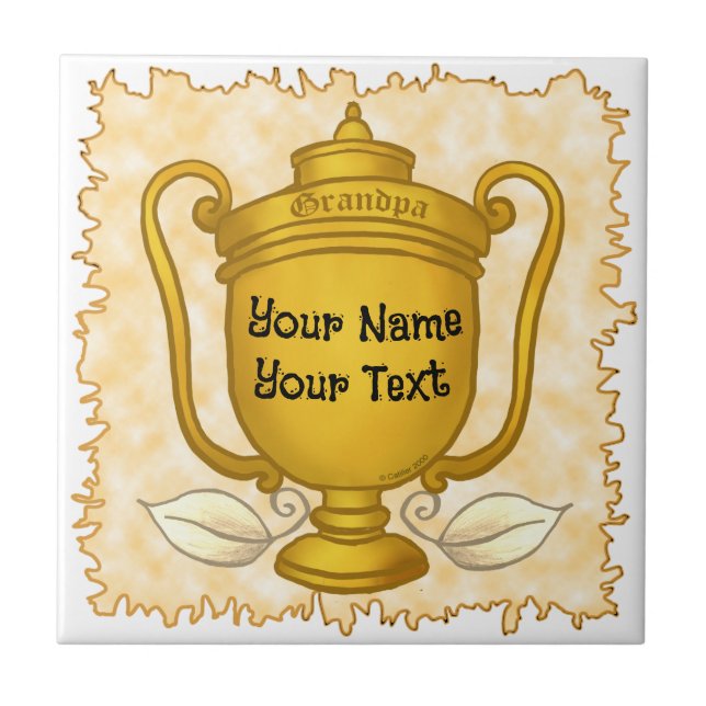 Trophy Grandpa golf  Ceramic Tile (Front)