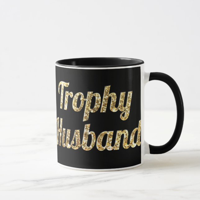 Trophy Husband Black and Gold Glittery Mug (Right)