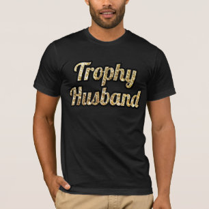 Trophy Husband Black and Gold Glittery T-Shirt
