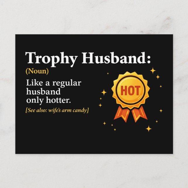Trophy Husband World's Greatest Husband 1st Place Postcard (Front)