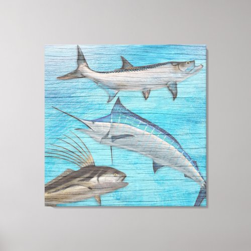 Trophy Saltwater Fish Tarpon Roosterfish Marlin Canvas Print