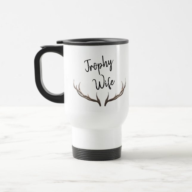 Trophy Wife Horns fun Travel Mug (Left)