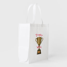 Trophy Wife Monogram Typography Gold Glitter Cool Grocery Bag