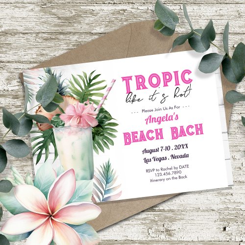 Tropic Beach Bachelorette Party and Itinerary Invitation