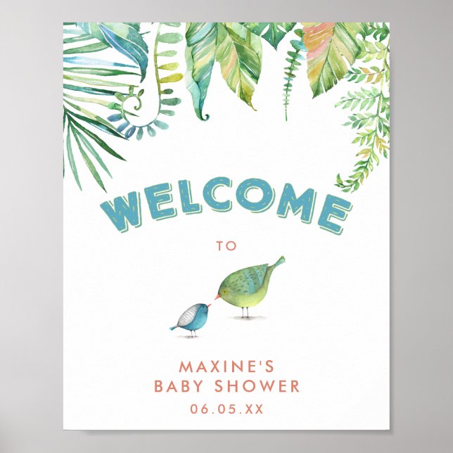 Tropic Birds Baby Shower Welcome Poster (Front)