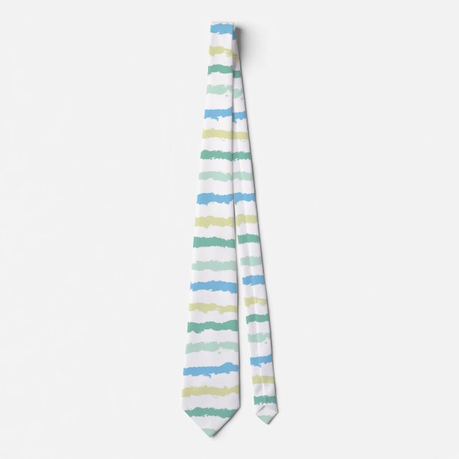 Tropic Blue Mint Yellow Stripes Neck Tie (Front)