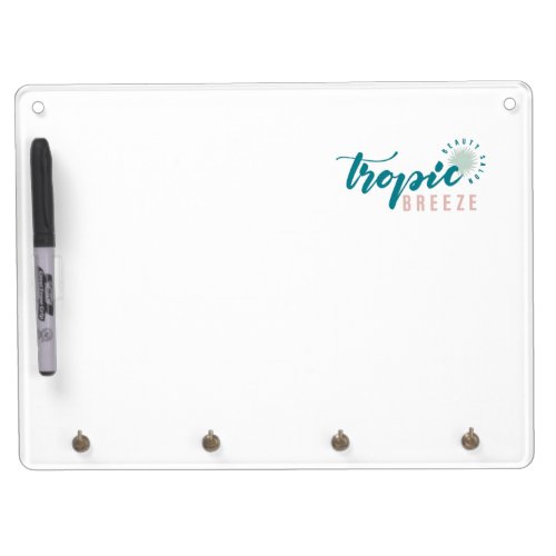 Tropic Breeze Teal Mint  Pink Company Logo Dry Erase Board With Keychain Holder