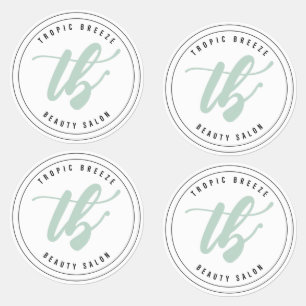 Tropic Breeze Teal Mint & Pink Company Logo Labels