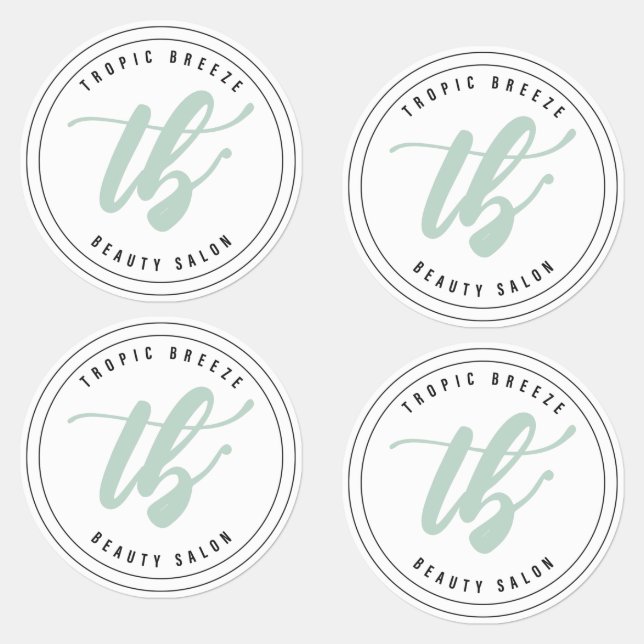 Tropic Breeze Teal Mint & Pink Company Logo Labels (Group)