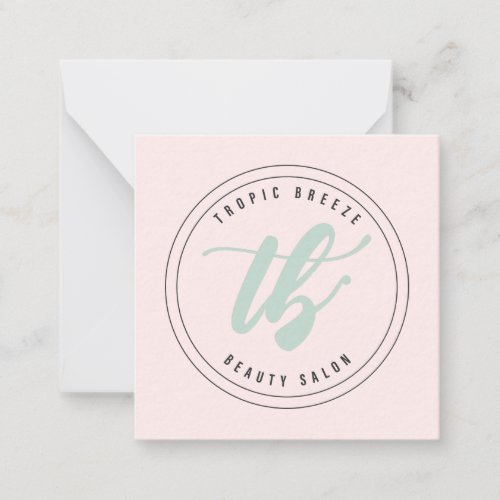 Tropic Breeze Teal Mint  Pink Company Logo Note Card