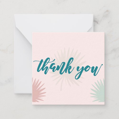 Tropic Breeze Teal Mint  Pink Thank You Note Card