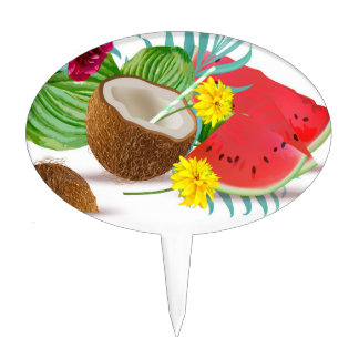 tropic cake topper exotic fruits and cocktails