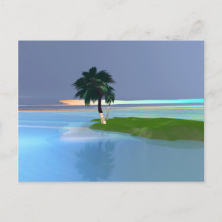 Tropic Call - Palm Tree on Island Postcard