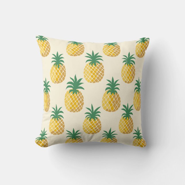 Tropic Gold Pineapple Yellow Hues Throw Pillow (Front)