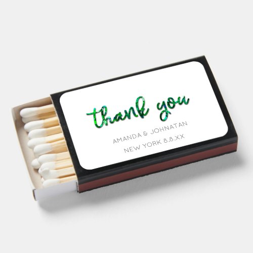 Tropic GreeneryThank You Wedding Favor  Matchboxes