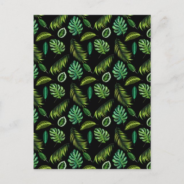 Tropic Leaves Pattern Handmade Floral Tiki Postcard (Front)