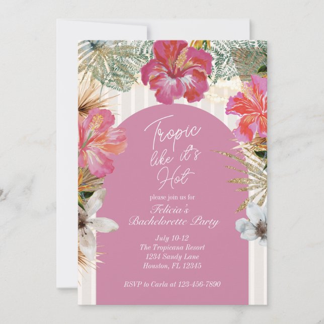 Tropic Like It’s Hot Bachelorette Invitation (Front)