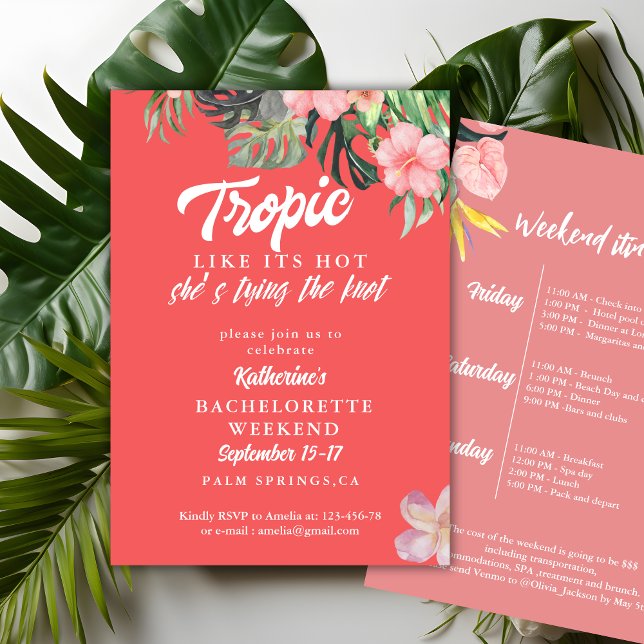 Tropic like its hot Bachelorette weekend party Invitation (Creator Uploaded)