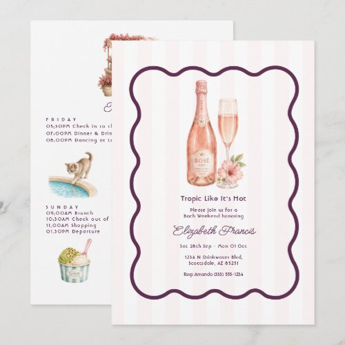 Tropic Like It's Hot Chic Pool Party Bachelorette Invitation