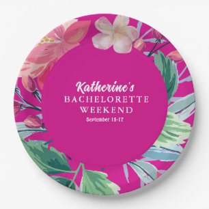 Tropic like its hot pink tropical bachelorette paper plates
