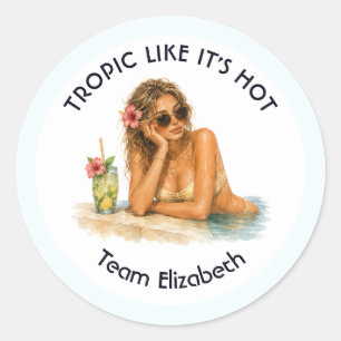 Tropic Like It's Hot Pool Party Bachelorette Classic Round Sticker
